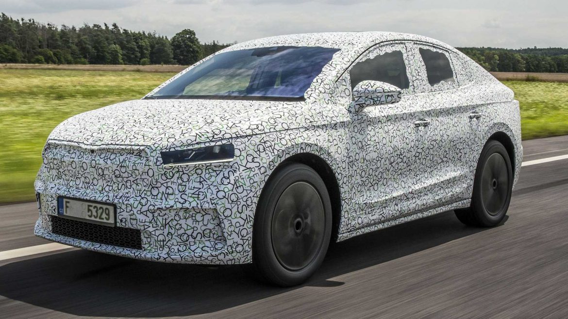 Skoda deelt eerste foto’s van de Enyaq Coupe iV. Skoda deelt eerste foto's van de Enyaq Coupe iV.