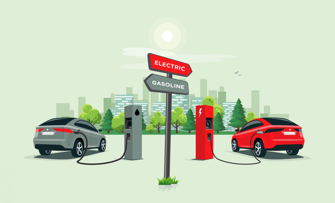 elektrische auto of bezineauto elektrische auto of bezineauto