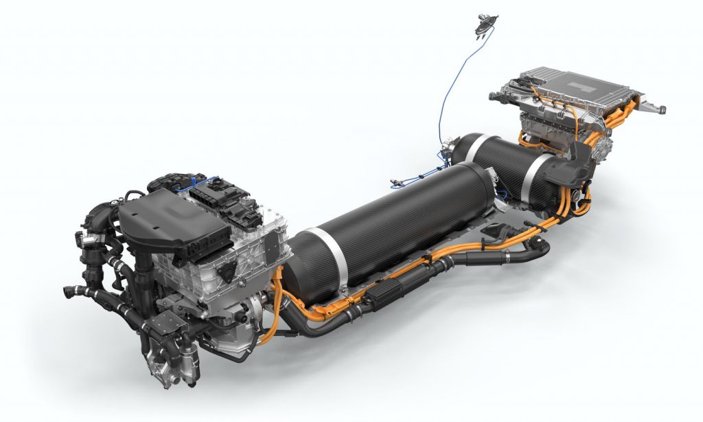 Aandrijflijn van de BMW iX5 Hydrogen op waterstof