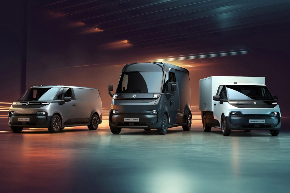 drie volledig elektrische Renault bedrijfswagens